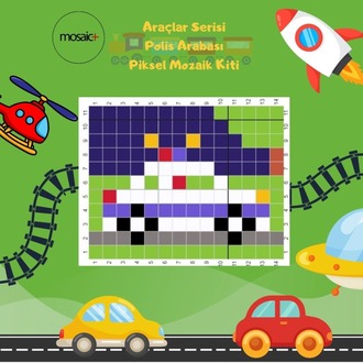 POLİS ARABASI Çocuklar İçin Piksel Mozaik Kiti