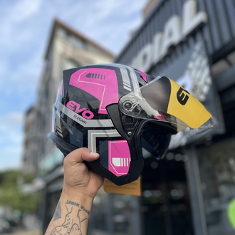 EVO PEMBE YARIM MOTOSİKLET KASKI