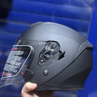 YARIM KASK ( MAT SİYAH ) GÜNEŞ GÖZLÜKLÜ VE İNTERKOM UYUMLU / MOTOKASKK