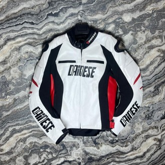 Dainese Beyaz Kırmızı 4 Mevsim Deri Mont