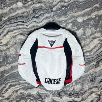 Dainese Beyaz Kırmızı 4 Mevsim Deri Mont