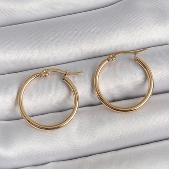 316 Çelik Gold Renk 22mm Kadın Halka Model Kadın Küpe | BKP10507