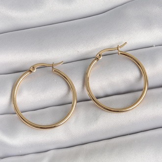 316 Çelik Gold Renk 27 mm Halka Model Kadın Küpe | BKP10508