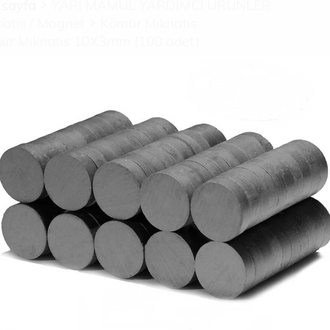 Kömür Mıknatıs 10x3 mm Yuvarlak 100 adet 