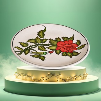 Çini Tabak (Kırmızı Çiçekli)