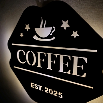 Coffee Yazılı Işıklı Tablo -129