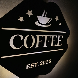 Coffee Yazılı Işıklı Tablo -129
