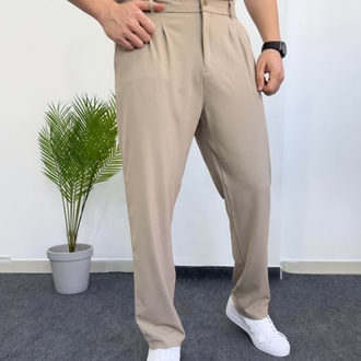 Bej Baggy Kumaş Pantolon