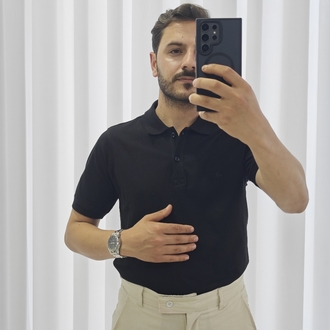 Erkek Siyah Polo Yaka Tişört