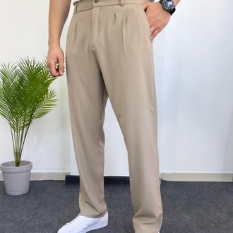 Bej Baggy Kumaş Pantolon