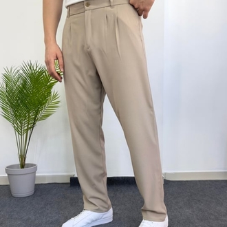 Bej Baggy Kumaş Pantolon