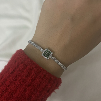 Silver Yeşil Baget Zirkon Bileklik