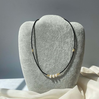 İnci Obsidyen Kolye Noir