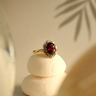 Lal Taşı Garnet Yüzük