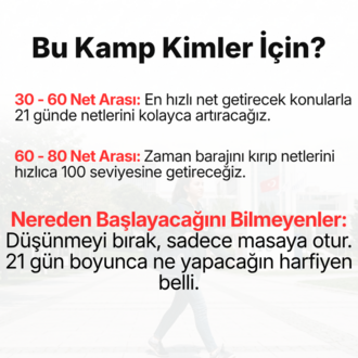 21 Günde TYT 100+net Kampı / Seviyene özel kamp!
