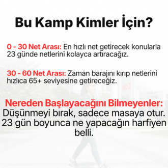 23 Günde AYT 60+net Kampı / Seviyene özel kamp!