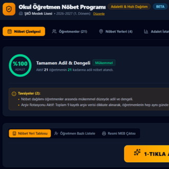 Okul Nöbet Programı — İLK ALIM (1 Yıl Dahil)