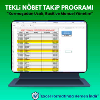 TEK GÖREV YERİ NÖBET TAKİP EXCELİ (BASİT SÜRÜM)