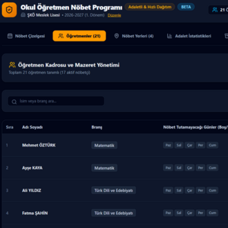 Okul Nöbet Programı — İLK ALIM (1 Yıl Dahil)