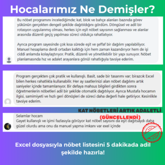 ÖĞRETMEN NÖBET PROGRAMI