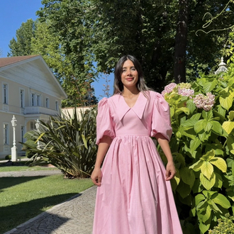Pembe Yakalı Elbise 