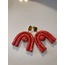 Kırmızı rainbow küpe terracota desenli