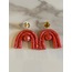 Kırmızı rainbow küpe terracota desenli