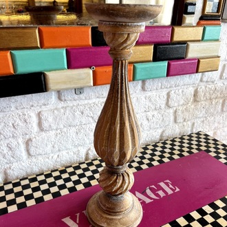 Tamamen El Boyaması Ahşap Şamdan