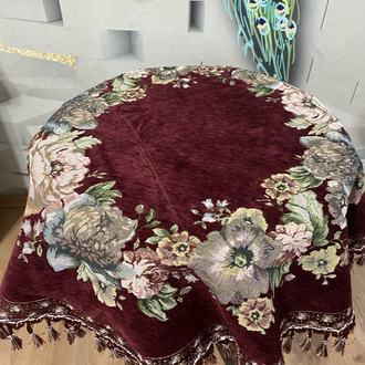 Şönilli Goblen sehpa örtüsü 100x100