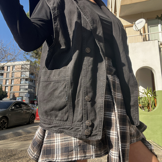 Siyah Denim Yelek 