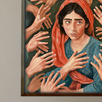 Yargının kucağında | yağlı boya Tablo | El Yapımı Duvar Dekoru | 40x40 cm