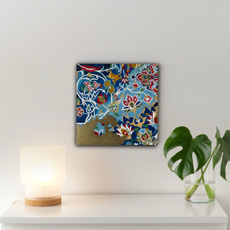 Tûna | yağlı boya halı Tablosu | El Yapımı Duvar Dekoru | 20x20 cm