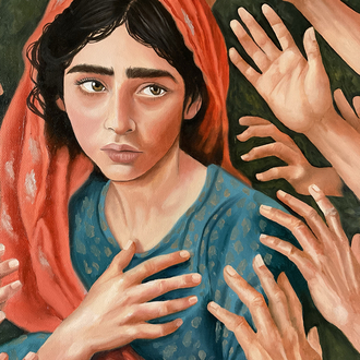 Yargının kucağında | yağlı boya Tablo | El Yapımı Duvar Dekoru | 40x40 cm