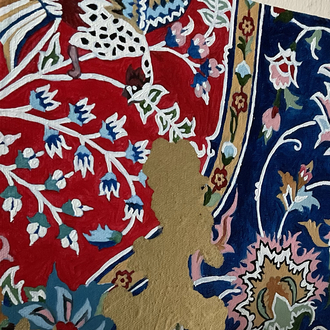 Mira | yağlı boya halı Tablosu | El Yapımı Duvar Dekoru | 20x20 cm