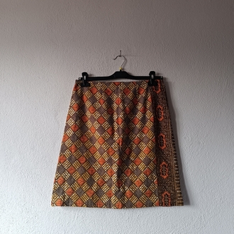 Kahverengi desenli vintage etek