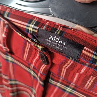 Addax Kırmızı Ekose Desenli Kisa Pantolon 