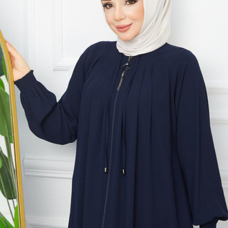 Pile Detaylı Reglan Kol Ferace(Lacivert)
