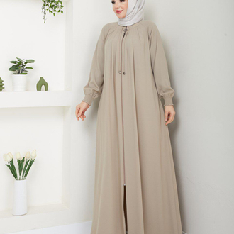 Pile Detaylı Reglan Kol Ferace(Taş)
