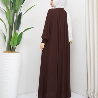 Pile Detaylı Reglan Kol Ferace(Acı Kahve)