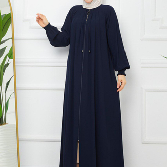 Pile Detaylı Reglan Kol Ferace(Lacivert)