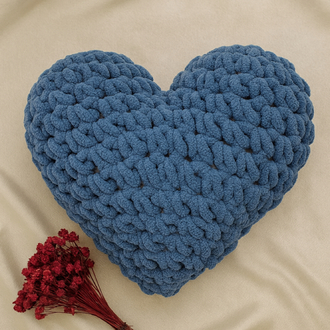 Deep Blue Love - Puffy Mavi Kalpli Yastık