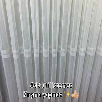 Sude bantlı tül sık pile GÜMÜŞ