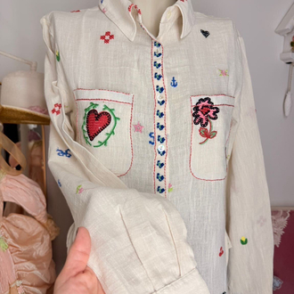 Anthropologie İşlemeli Müslin Gömlek