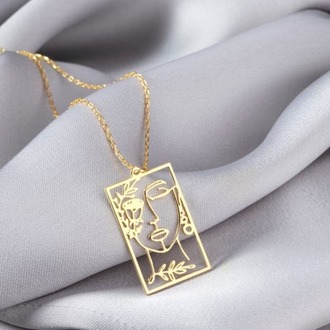 Navan 925 Ayar Gümüş Sanatsal Siluet Kolyesi (Gold, Silver ve Rose)