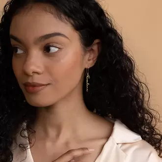 Dangling Name Earrings | Altın Gümüş Rose Kaplama | Özel Tasarım | Kutulu Hediye