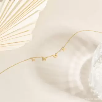 Satellite Name Necklace • Letter Necklace | Altın Kaplama | Özel Tasarım | Kutulu Hediye