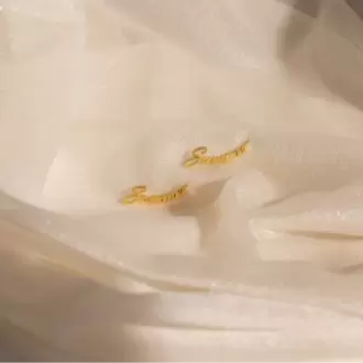 Name Charm Earrings Küpesi | Altın Gümüş Rose Kaplama | Özel Tasarım | Kutulu Hediye
