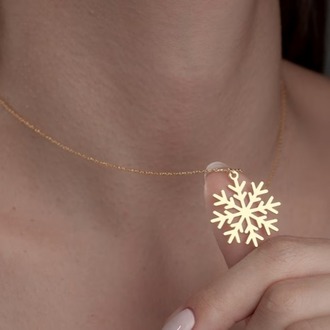 Navan 925 Ayar Gümüş Kar Tanesi Kolyesi (Gold, Silver ve Rose)