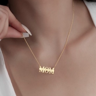 Navan 925 Ayar Gümüş Kişiye Özel MOM Kolye (Gold, Silver ve Rose)