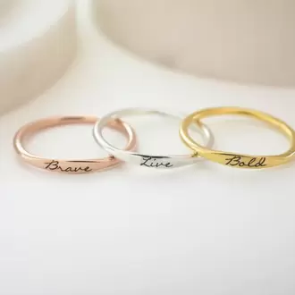 Custom Delicate Name Ring | Altın Gümüş Rose Kaplama | Özel Tasarım | Kutulu Hediye